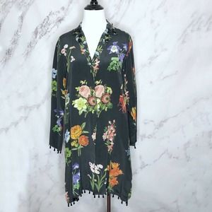 Sapphire Victory Garden Silk Long Jacket